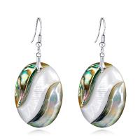 Shell Drop Earring, Oval, for woman, multi-colored 