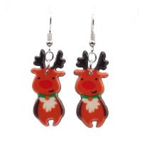 Christmas Earrings, Acrylic, with Iron, silver color plated, Christmas jewelry & for woman, mixed colors 