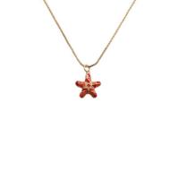 Brass Jewelry Necklace, Starfish, gold color plated, for woman & enamel, mixed colors .75 Inch 