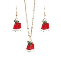 Enamel Zinc Alloy Jewelry Sets, Christmas Bell, gold color plated, 2 pieces & Christmas jewelry & for woman 
