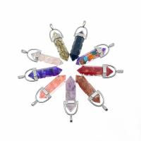 Gemstone Zinc Alloy Pendants, with Zinc Alloy, Conical, silver color plated, DIY 