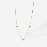 Stainless Steel Chain Necklace, 304 Stainless Steel, with turquoise, with 1.77inch extender chain, 18K gold plated, fashion jewelry & for woman, golden, 4.95mm Approx 17.32 Inch 