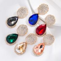 Zinc Alloy Rhinestone Drop Earring, gold color plated, fashion jewelry & for woman & with rhinestone 