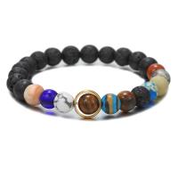 Gemstone Bracelets, with Zinc Alloy, Round, gold color plated, fashion jewelry & Unisex 8mm cm 