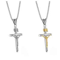 Titanium Steel Jewelry Necklace, Crucifix Cross, Vacuum Ion Plating, fashion jewelry & punk style & Unisex Approx 45 cm 