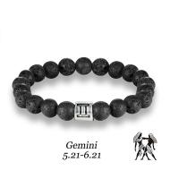 Lava Bead Bracelet, with Zinc Alloy, 12 Signs of the Zodiac, silver color plated, fashion jewelry & Unisex black cm 
