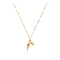 Brass Jewelry Necklace, with Plastic Pearl, Mermaid tail, gold color plated, fashion jewelry & for woman, golden Approx 46 cm 