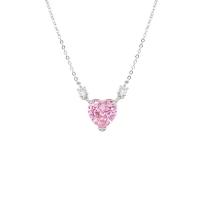 Titanium Steel Jewelry Necklace, with Cubic Zirconia, with 5cm extender chain, Heart, fashion jewelry & adjustable & for woman, pink Approx 42 cm 