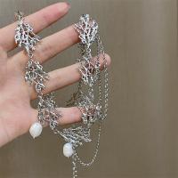 Zinc Alloy Necklace, with Freshwater Pearl, with 7cm extender chain, Branch, silver color plated, fashion jewelry & adjustable & for woman, silver color cm 