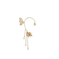 Earring Cuff and Wraps, Zinc Alloy, Butterfly, high quality gold color plated, fashion jewelry & for woman & with rhinestone, golden 