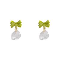 Acrylic Drop Earring, Flower, painted, fashion jewelry & for woman, green 