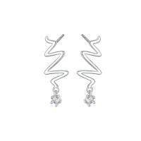 Sterling Silver Drop Earring, 925 Sterling Silver, plated, micro pave cubic zirconia & for woman 