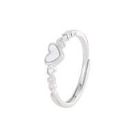 Sterling Silver Finger Ring, 925 Sterling Silver, with Shell, Heart, plated, Adjustable & for woman 