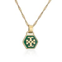 Brass Jewelry Necklace, 18K gold plated, for woman & enamel Approx 17.7 Inch 