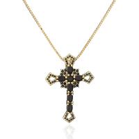 Cubic Zircon Micro Pave Brass Necklace, Cross, 18K gold plated, micro pave cubic zirconia & for woman Approx 17.7 Inch 
