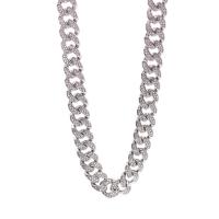 Rhinestone Zinc Alloy Necklace, silver color plated, Unisex & with rhinestone 