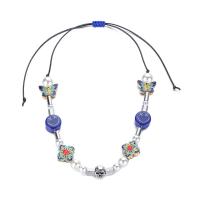 Resin Zinc Alloy Necklace, with ABS Plastic Pearl & Wax Cord & 316L Stainless Steel & Zinc Alloy, fashion jewelry & Unisex & enamel Approx 23.6 Inch 