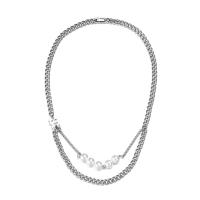 Collar de Acero Inoxidable, acero inoxidable 316L, con Perlas de plástico ABS, Doble capa & Cadena de cuerda francesa & unisexo, color original, longitud:aproximado 21.6 Inch, Vendido por UD