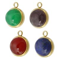Gemstone Jewelry Pendant, 304 Stainless Steel, with Gemstone, Vacuum Ion Plating, DIY Approx 2mm 