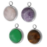 Gemstone Jewelry Pendant, 304 Stainless Steel, with Gemstone, DIY original color Approx 2.5mm 