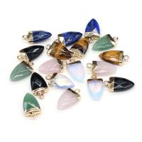 Gemstone Zinc Alloy Pendants, with zinc alloy bail, gold color plated & faceted 