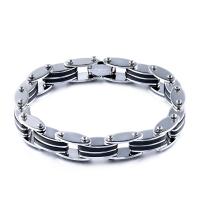 Edelstahl Armbänder, 304 Edelstahl, plattiert, Fahrrad-Kette & unisex & verschiedene Stile für Wahl, schwarz, Länge:ca. 7.87 ZollInch, verkauft von PC