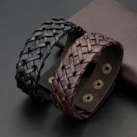 ПУ шнур браслеты, Искусственная кожа, с цинковый сплав, Мужская, черный, длина:Приблизительно 9.25 дюймовый, продается PC