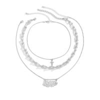 Fashion Multi Layer Necklace, Zinc Alloy, with 2.7inch extender chain, platinum color plated, three pieces & fashion jewelry & for woman & with rhinestone Approx 13.8 Inch, Approx 17.7 Inch 