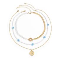 Fashion Multi Layer Necklace, Zinc Alloy, with Seedbead & Plastic Pearl, with 2.7inch extender chain, gold color plated, three pieces & fashion jewelry & for woman Approx 13.8 Inch, Approx 19.7 Inch 