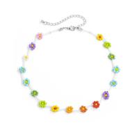 Glass Seed Beads Necklace, Seedbead, with Zinc Alloy & Acrylic, with 2.7inch extender chain, fashion jewelry & for woman, multi-colored Approx 13.8 Inch 