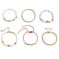 Seedbead Bracelet Set, with Plastic Pearl & Zinc Alloy, gold color plated, 6 pieces & fashion jewelry & for woman 