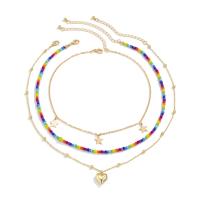 Fashion Multi Layer Necklace, Zinc Alloy, with Seedbead & Brass, with 2.7inch extender chain, gold color plated, three pieces & fashion jewelry & for woman Approx 13.8 Inch, Approx 19.7 Inch 