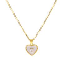 Brass Cubic Zirconia Necklace, Heart, plated, fashion jewelry & micro pave cubic zirconia & for woman & enamel cm 