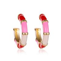 Enamel Zinc Alloy Stud Earring, gold color plated, fashion jewelry & for woman 30mm 