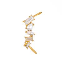 Earring Cuff and Wraps, Zinc Alloy, gold color plated, fashion jewelry & micro pave cubic zirconia & for woman, golden, 3mm 