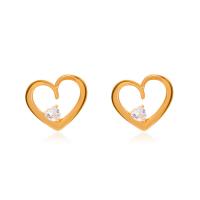 Boucles d'oreilles en laiton zircon cubique, coeur, Placage, bijoux de mode & pavé de micro zircon & pour femme, plus de couleurs à choisir, 15mm, Vendu par paire