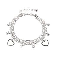 Fashion Zinc Alloy Bracelets, with 5cm extender chain, Heart, polished, fashion jewelry & for woman, original color cm 