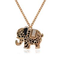 Zinc Alloy Cubic Zirconia Necklace, Elephant, plated, fashion jewelry & micro pave cubic zirconia & for woman & enamel cm 
