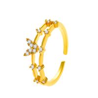 Cubic Zirconia Micro Pave Brass Finger Ring, gold color plated, fashion jewelry & micro pave cubic zirconia & for woman 17mm 