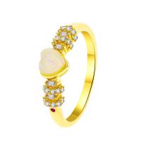Cubic Zirconia Micro Pave Brass Finger Ring, Heart, gold color plated, fashion jewelry & micro pave cubic zirconia & for woman, golden, 17mm 