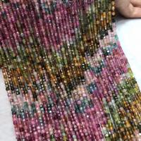 Natürlicher Turmalin Perlen, Würfel, poliert, DIY, gemischte Farben, 3.5mm, Länge:38 cm, verkauft von PC