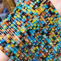Natürliche Regenbogen Achat Perlen, Zylinder, DIY, gemischte Farben, 2x4mm, Länge:38 cm, verkauft von PC