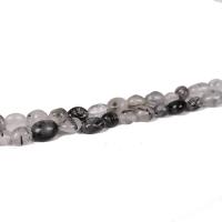 Rutilquarz Perlen, Schwarzer Rutilquarz, DIY, gemischte Farben, 5x8mm, Länge:ca. 40 cm, ca. 55PCs/Strang, verkauft von Strang