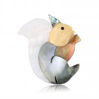 Shell Brooch, Squirrel, Unisex, mixed colors 