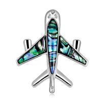 Shell Brooch, Zinc Alloy, with Shell, Airplane, silver color plated, for woman, mixed colors 