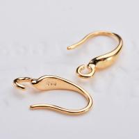 Brass Hook Earwire, real gold plated, DIY, 15mm, Approx 