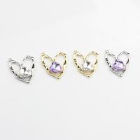 Cubic Zirconia (CZ) Zinc Alloy Pendants, with Cubic Zirconia, Heart, plated, Unisex & faceted & hollow Approx 
