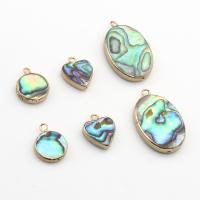 Abalone Shell Pendants, with Brass, gold color plated & Unisex 