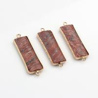Gemstone Connector, with Brass, Rectangle, gold color plated, DIY & 1/1 loop, red 