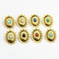 Zinc Alloy Shank Button, with Resin, Flower, gold color plated, DIY Approx 